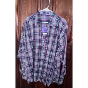 Alan Flusser Men's XXL Colorful Plaid Button Down‎ Shirt Long Sleeve Cotton
